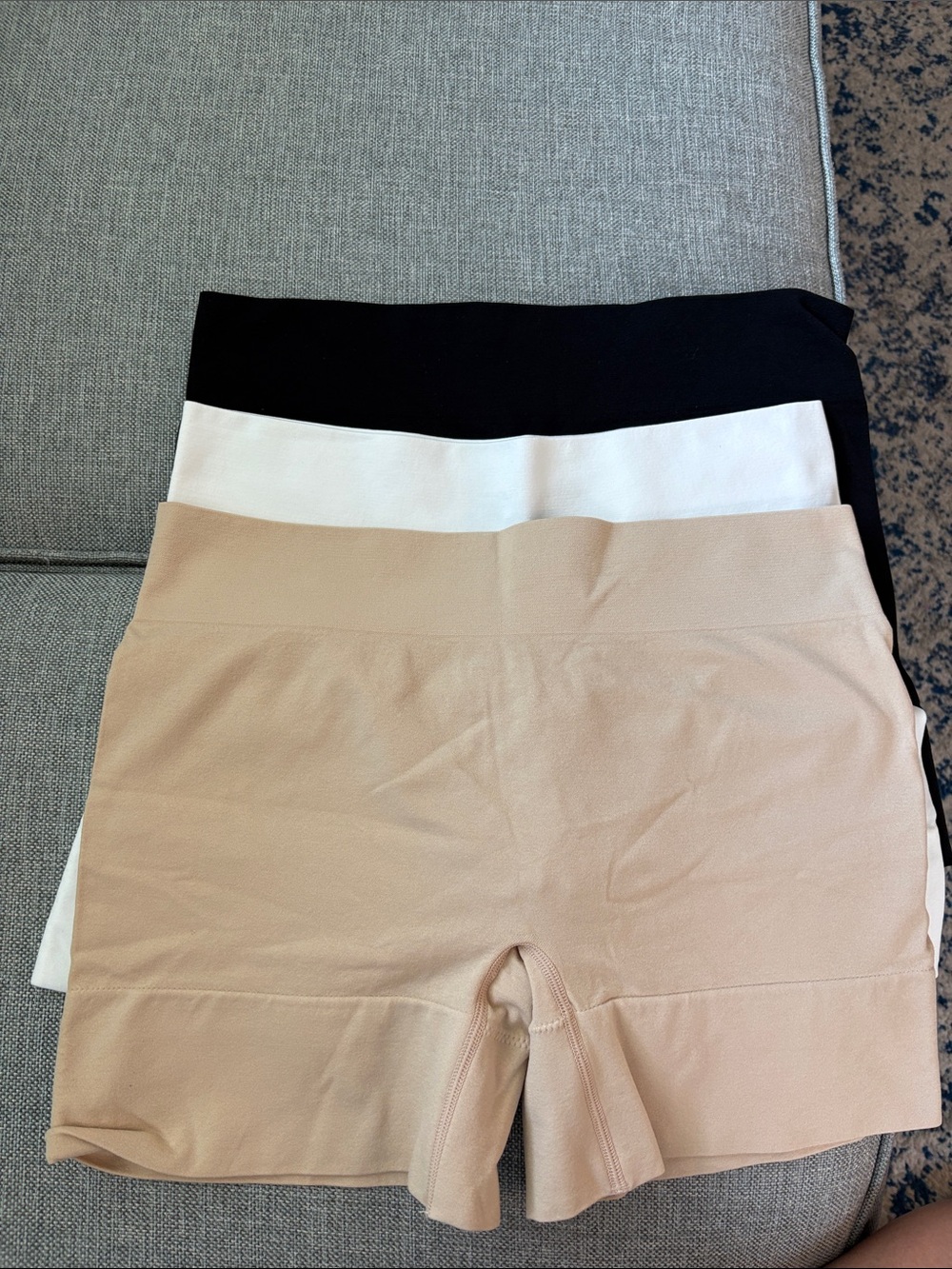 3-Pack Seamless High-Rise Shaping Shorts in Black, White & Beige